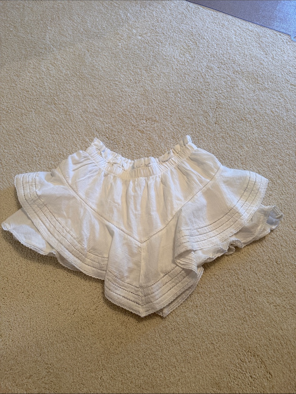 Aerie White Ruffled Mini Skirt / Skort